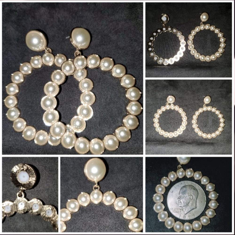Big and beautiful post dangle hoop earrings